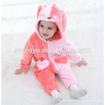 Suave bebé franela mameluco Animal Onesie Trajes de pijamas Traje, ropa de dormir, lindo paño rosa, bebé con capucha toalla